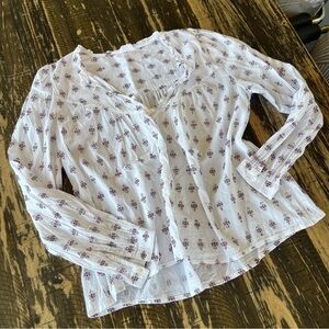 GARANCE 💕 White Long Sleeve Blouse Shirt - MEDIUM